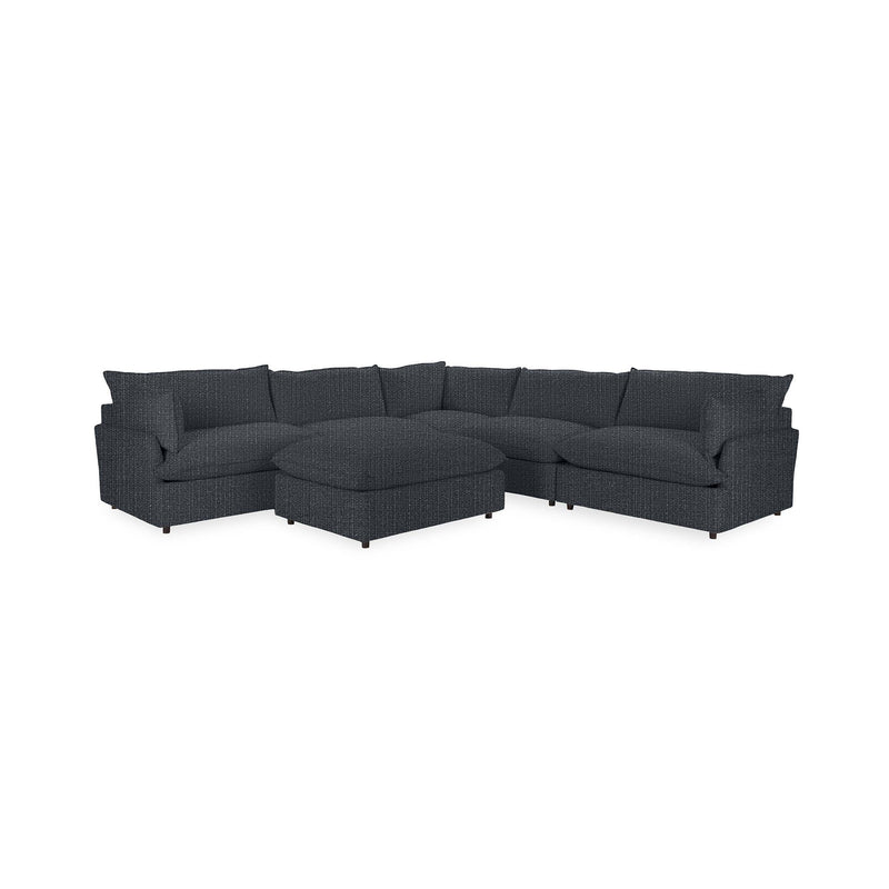 Classic Home Caplan 6-piece modular sectional with ottoman, showcasing modern living room furniture arrangement and fabric upholstery.