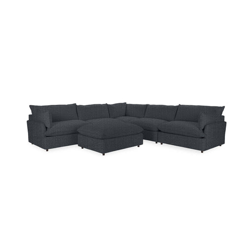 Classic Home Caplan 6-piece modular sectional with ottoman, showcasing modern living room furniture arrangement and fabric upholstery.