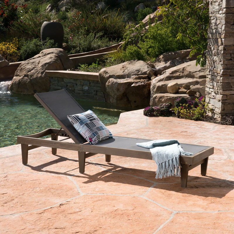 Summerland Chaise Lounge Dark Mesh Outdoor Seating - Dark Gray - R&R Furniture Gallery (Fountain Valley, CA)