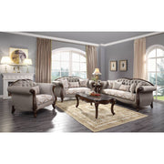 Miyeon - Sofa With 5 Pillows - Fabric & Cherry - R&R Furniture Gallery (Fountain Valley, CA)