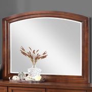 Cherry wood mirror from Glory Furniture with a sleek, rectangular design suitable for bedroom or hallway decor.
