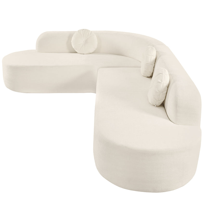 Extra Large Sectional Sofa Soft Fabric Upholstery, Elegant Curved Design With 3 Round Cushions, High - Resilience Foam For Ultimate Comfort - Beige - R&R Furniture Gallery (Fountain Valley, CA)