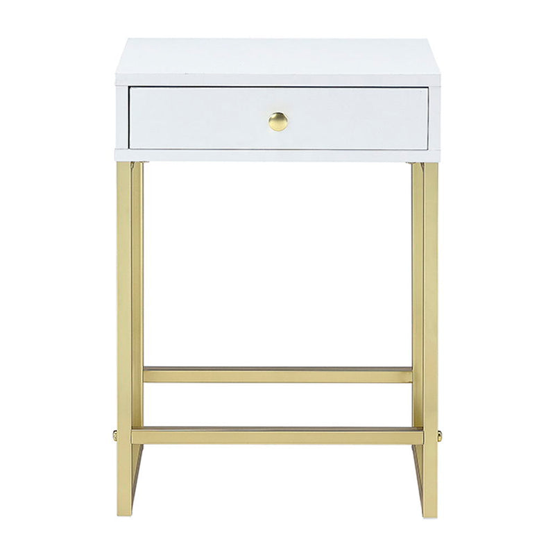 Coleen - Accent Table - White & Brass - R&R Furniture Gallery (Fountain Valley, CA)