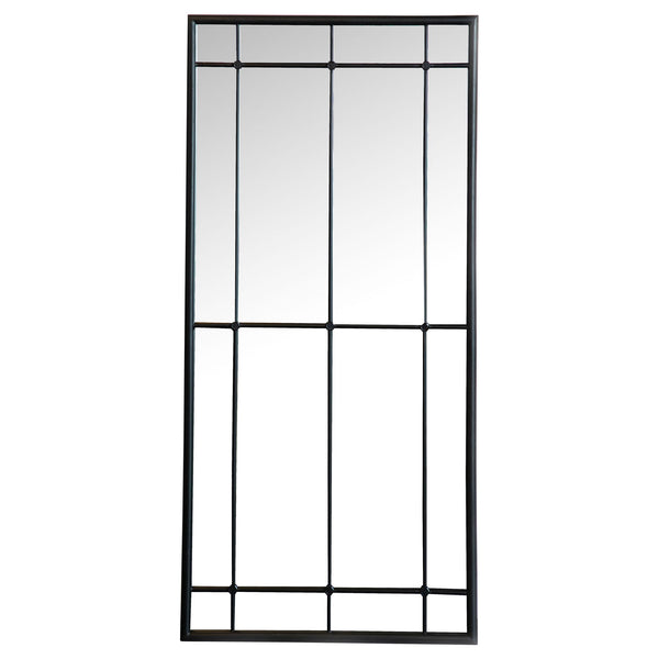 Harvik - Window Pane Wall Mirror With Linear Trim - Black