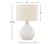 Wardmont - Ceramic Table Lamp  - White - R&R Furniture Gallery (Fountain Valley, CA)