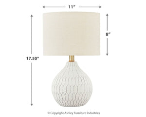 Wardmont - Ceramic Table Lamp  - White - R&R Furniture Gallery (Fountain Valley, CA)