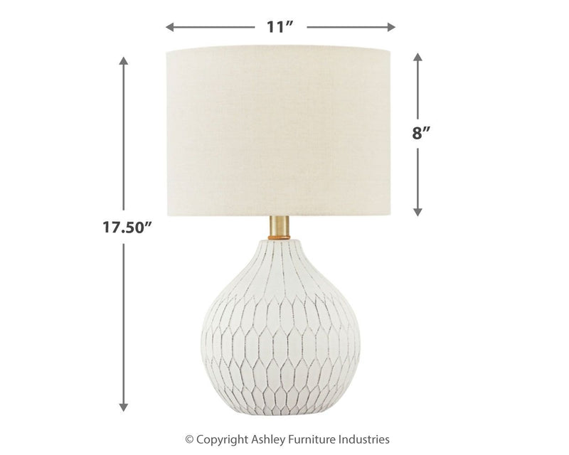 Wardmont - Ceramic Table Lamp  - White - R&R Furniture Gallery (Fountain Valley, CA)