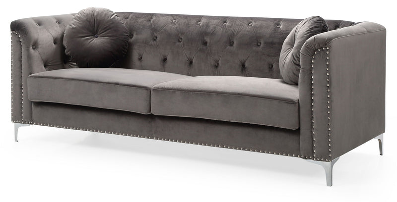 Contemporary Pompano sofa by Glory Furniture, elegant stationary sofa with modern design and plush upholstery in a stylish living room setting.