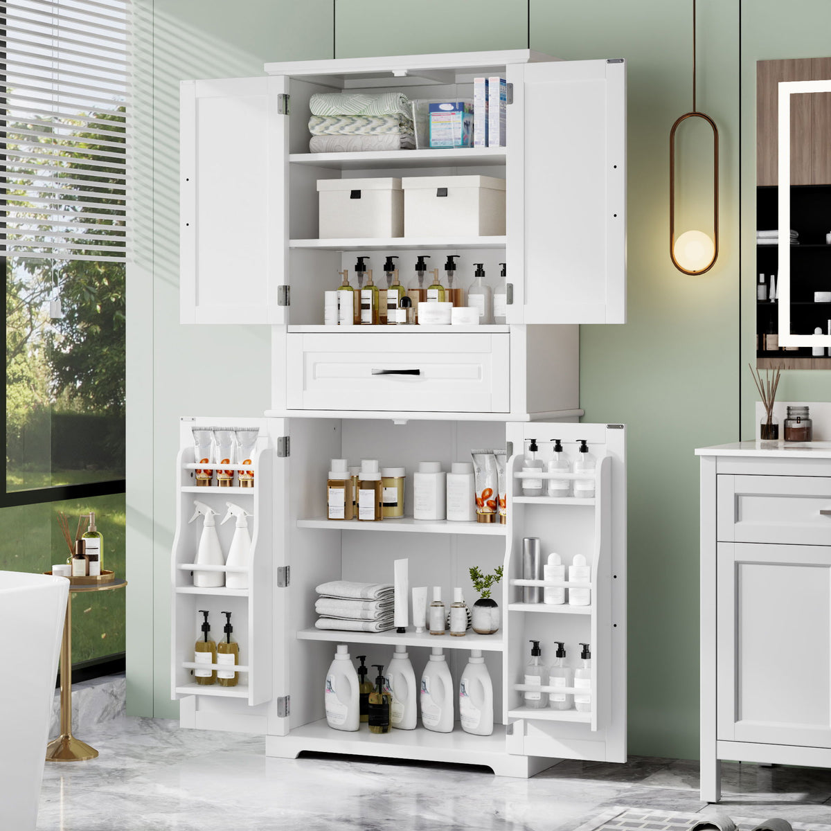 Bathroom Storage Cabinet With Drawer And Adjustable Shelf