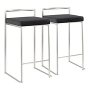 Lumi Source Fuji contemporary elegant stackable counter stool set with sleek design, wooden seats, and metal legs.