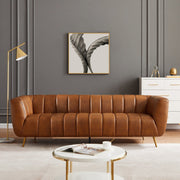 Ashcroft Furniture Ava sofa in gold and tan, stationary sofa with plush cushions, modern design, and stylish upholstery.