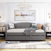 Upholstered Daybed With Two Drawers And Wood Slat - R&R Furniture Gallery (Fountain Valley, CA)