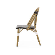 Outdoor rattan and aluminum French bistro chair set by Noble House, featuring stylish, weather-resistant patio seating.