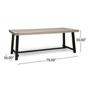 Noble House Equilibrium outdoor dining table with wooden frame and slat top, ideal for patio or garden dining spaces.