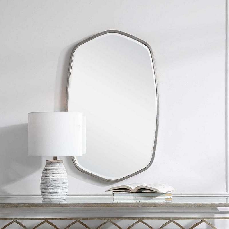 Uttermost Duronia Iron Wall Mirror with a sleek, modern frame, ideal for contemporary home decor.