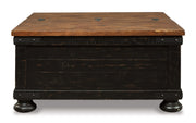 Valebeck - Lift Top Cocktail Table - Black / Brown - R&R Furniture Gallery (Fountain Valley, CA)