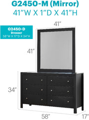 Elegant transitional dresser by Glory Furniture featuring sleek wood finish and multiple storage drawers.