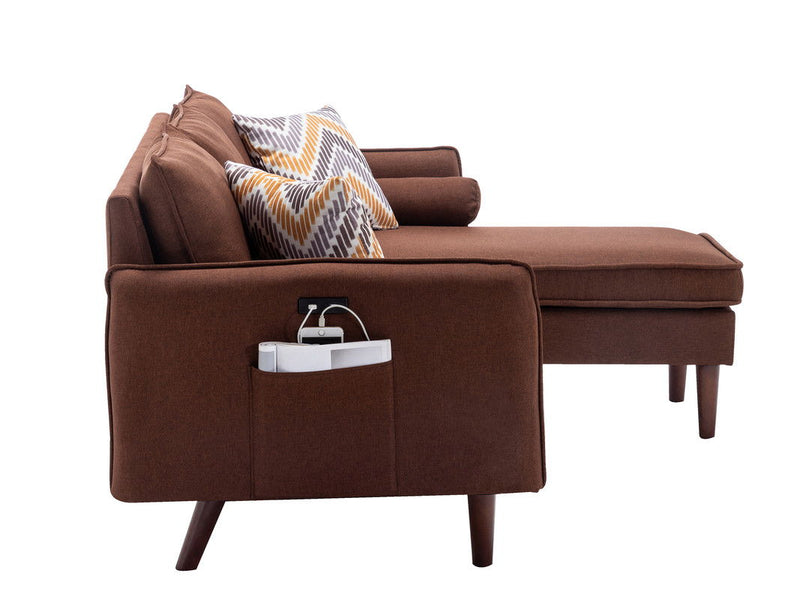 Mia - Sectional Sofa Chaise With USB Charger And Pillows - R&R Furniture Gallery (Fountain Valley, CA)