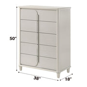 Pearl white ACME Laveda accent chest with elegant design, featuring a smooth finish and decorative hardware, perfect for stylish storage.