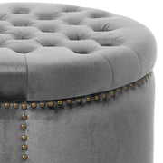 Elegant Round Ottoman Footstool With Studded Rim - R&R Furniture Gallery (Fountain Valley, CA)