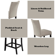 Nolan - Counter Height Chair (Set of 2) - Beige Linen & Salvage Dark Oak - R&R Furniture Gallery (Fountain Valley, CA)