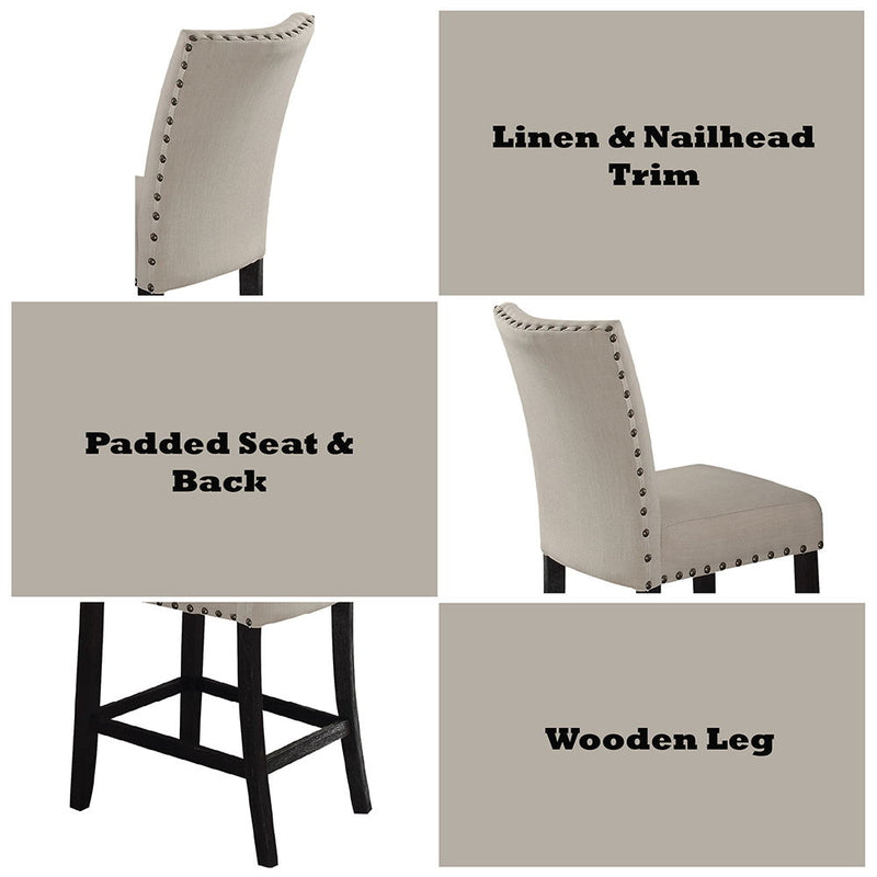 Nolan - Counter Height Chair (Set of 2) - Beige Linen & Salvage Dark Oak - R&R Furniture Gallery (Fountain Valley, CA)