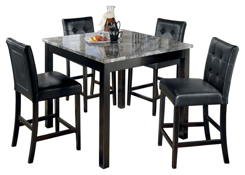 Maysville - Square Counter TBL Set (Set of 5) - Black - R&R Furniture Gallery (Fountain Valley, CA)