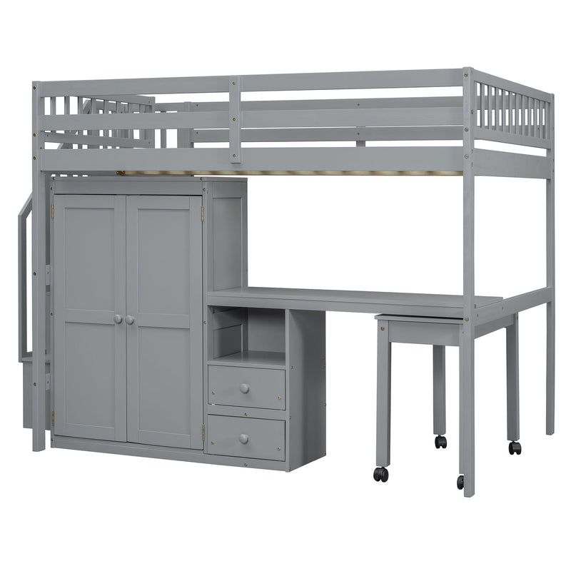 Loft Bed With Stairs, Bookshelf, Drawers, Desk & Wardrobe, Space Saving Multifunctional Furniture - R&R Furniture Gallery (Fountain Valley, CA)