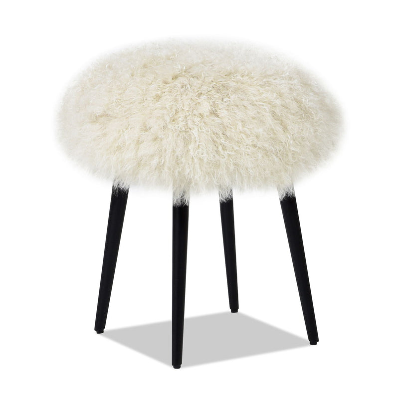 Alberta - Mongolian Sheepskin Round Ottoman - R&R Furniture Gallery (Fountain Valley, CA)