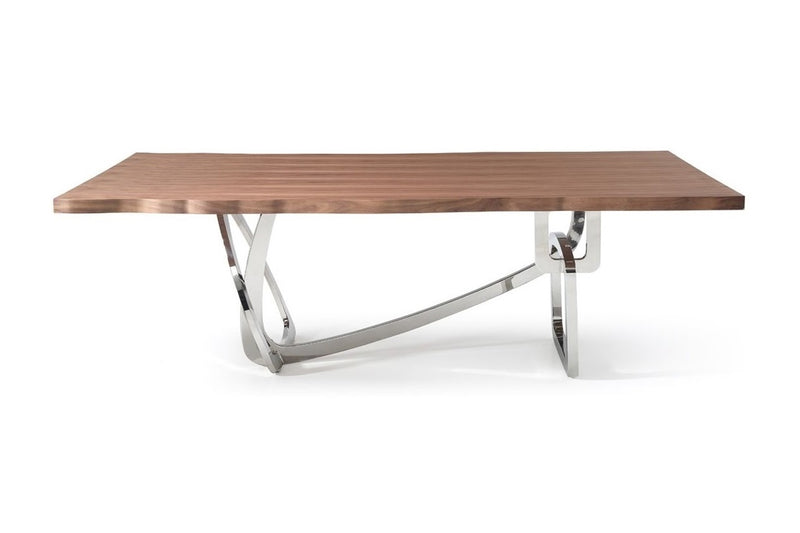 Addy Modern Walnut & Stainless Steel Dining Table — view 3