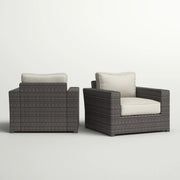 Outdoor Armchairs With Cushions (Set of 2) - Espresso / Gray - R&R Furniture Gallery (Fountain Valley, CA)