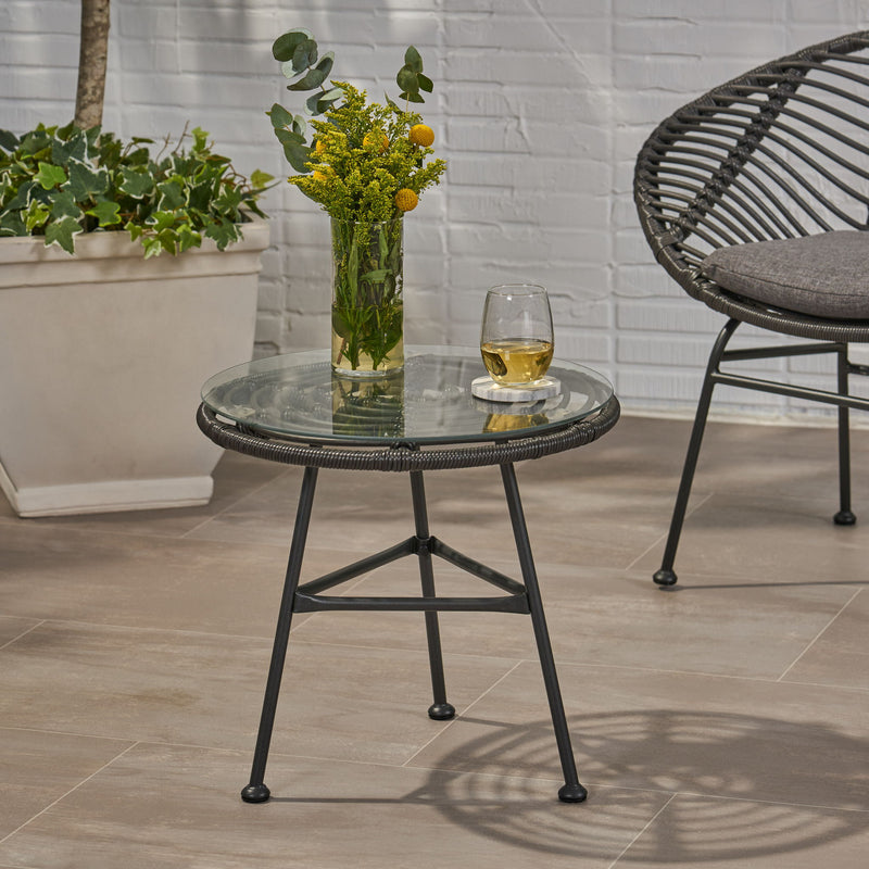 Petrichor - Outdoor Side Table With Tempered Glass And Steel Frame - R&R Furniture Gallery (Fountain Valley, CA)