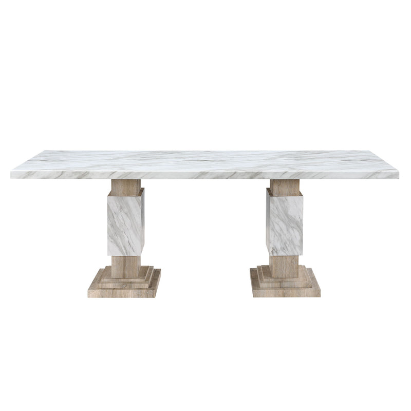 Global Furniture USA Stacey 5-piece dining table set with a wooden table and four matching chairs in a modern dining room.
