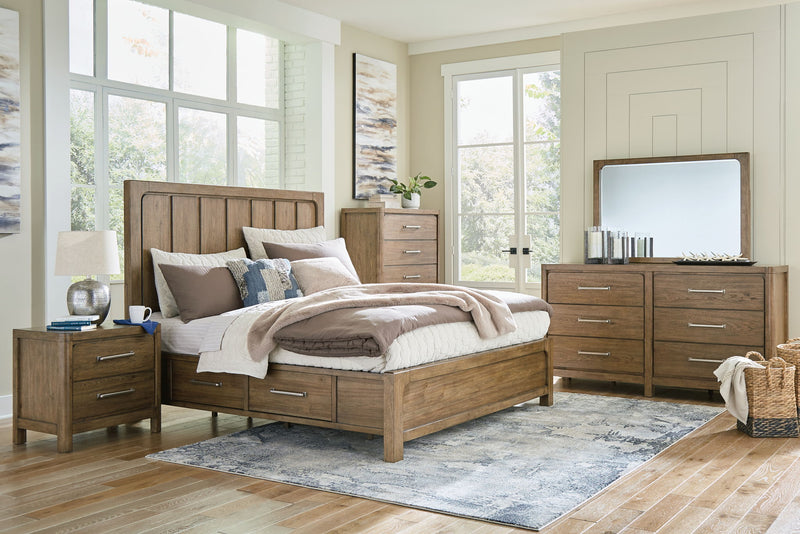 Cabalynn 7-piece storage bedroom set by Signature Design Ashley featuring a bed, dresser, mirror, and matching storage pieces.