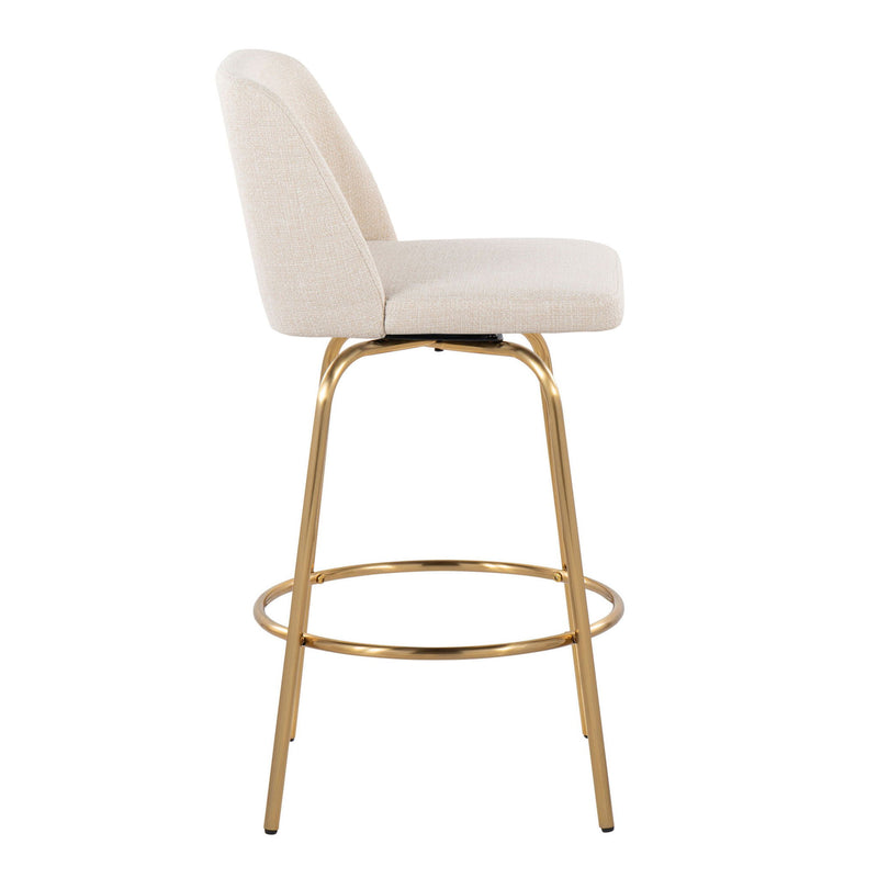 Toriano - Contemporary, Fixed Height Counter Stool With Swivel With Round Footrest (Set of 2) - R&R Furniture Gallery (Fountain Valley, CA)