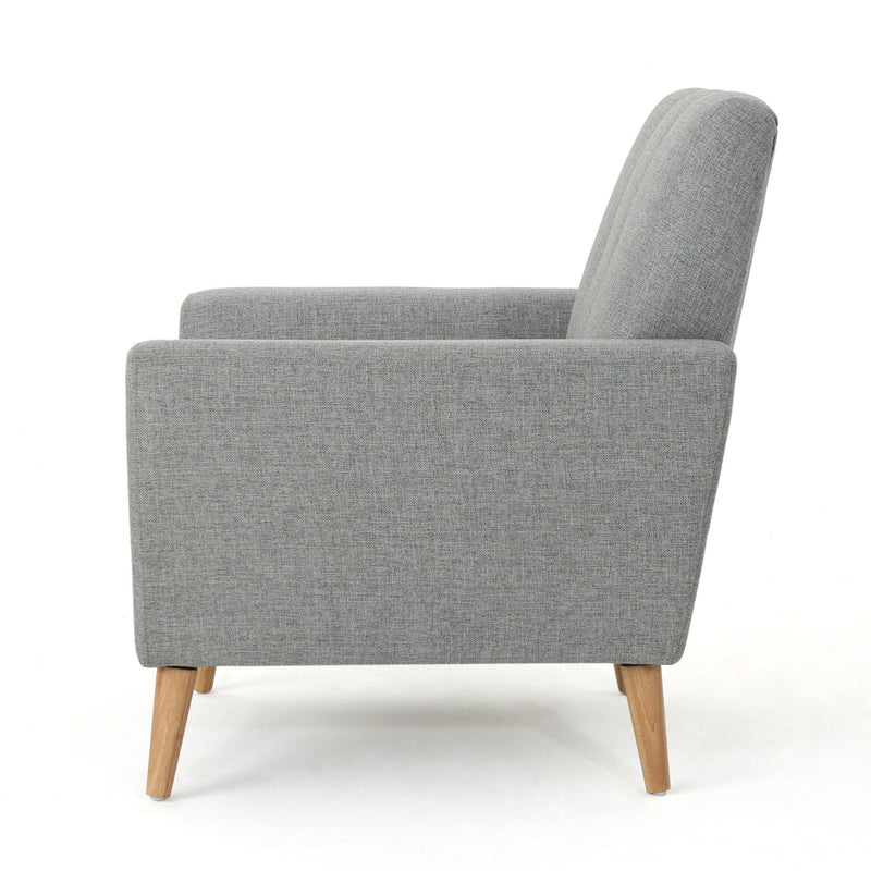 Fabric Channel Stitch Club Chair With Tufted Back - Gray - R&R Furniture Gallery (Fountain Valley, CA)
