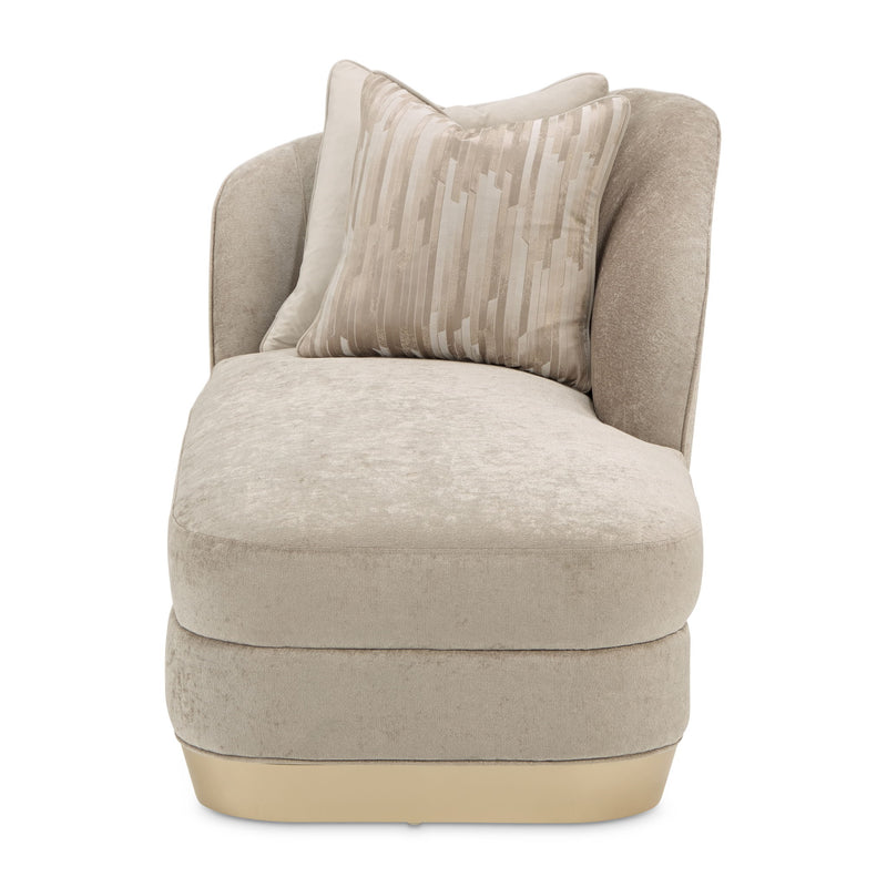 Michael Amini La Rachelle chaise with elegant upholstered design and carved wooden legs, showcasing sophisticated style.