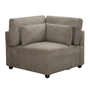 Rylie - Modular Wedge With 3 Pillows - Brown Linen - R&R Furniture Gallery (Fountain Valley, CA)