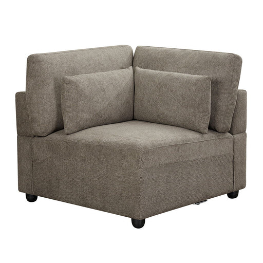 Rylie - Modular Wedge With 3 Pillows - Brown Linen - R&R Furniture Gallery (Fountain Valley, CA)
