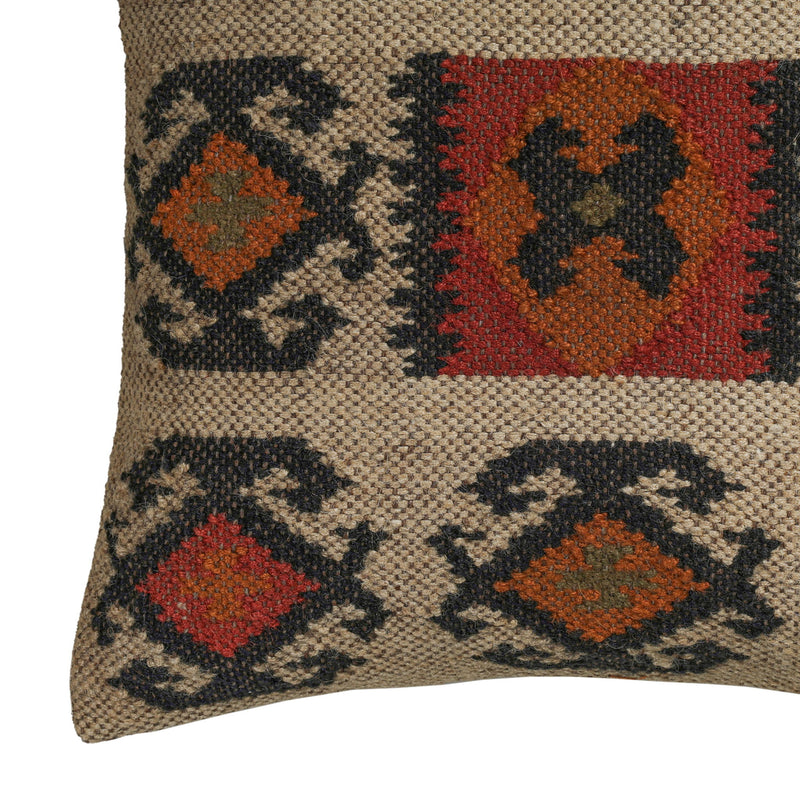 Terra - 20" Square Wool and Jute Kilim Throw Pillow (Cover) - Clay