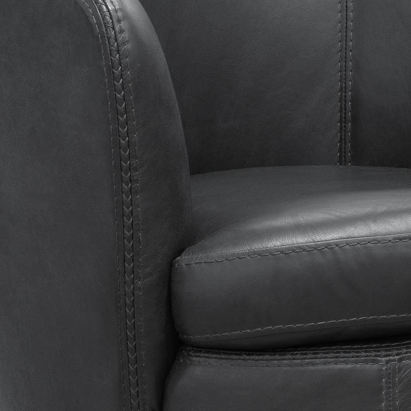 Barolo - 100% Italian Leather Swivel Club Chair (Set of 2)