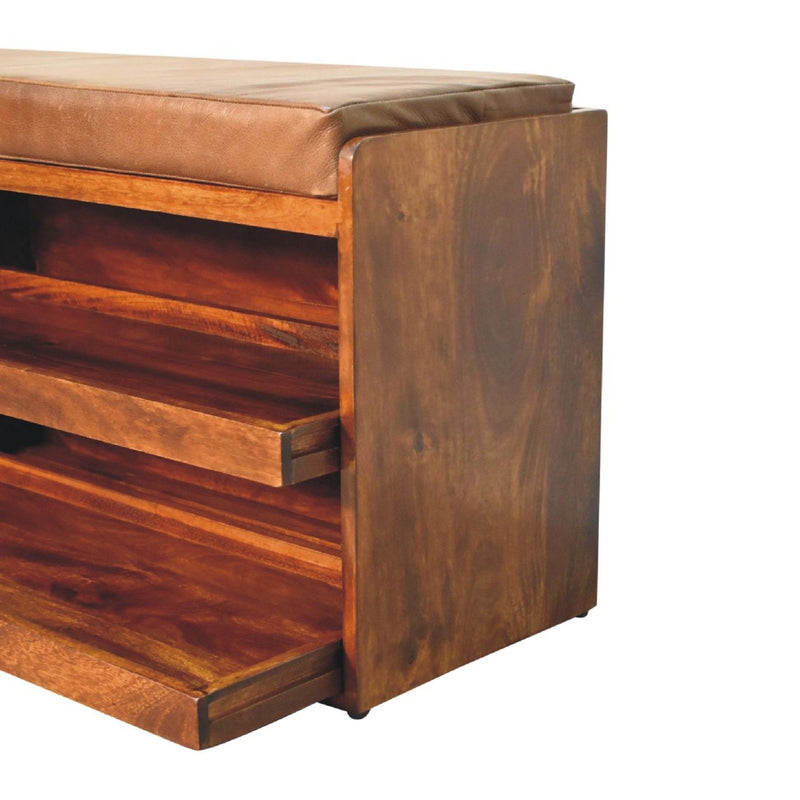 Buffalo - Hide Pull Out Shoe Storage Bench - R&R Furniture Gallery (Fountain Valley, CA)