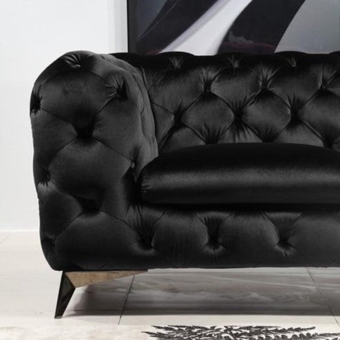 Delilah - Modern Black Fabric Loveseat — view 2