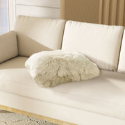 Astrid - Square New Zealand Sheepskin Accent Throw Pillow Cover With Feather Insert - Taupe / Natural - R&R Furniture Gallery (Fountain Valley, CA)
