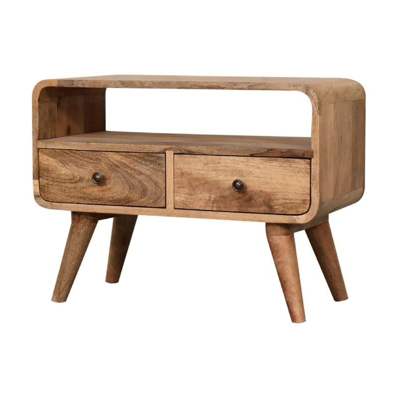 Mini Curved Media Unit - Oak - R&R Furniture Gallery (Fountain Valley, CA)