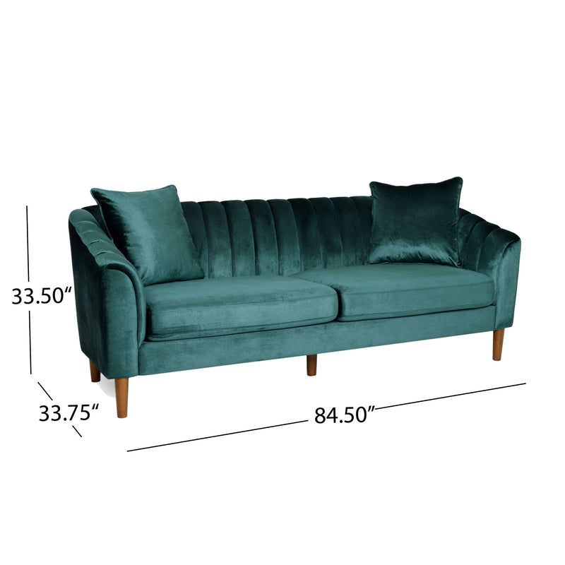 Noble House contemporary 3-seater stationary sofa with accent cushions in a modern living room setting.