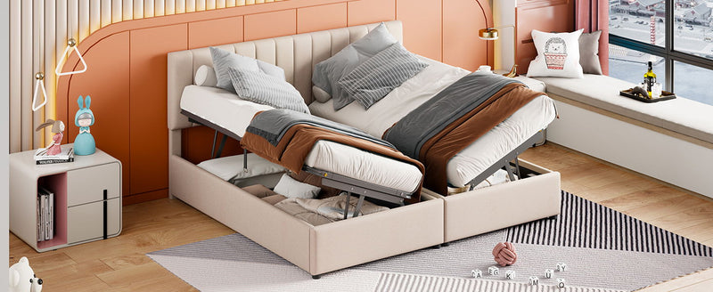 Upholstered Platform Bed With A Hydraulic Storage System - R&R Furniture Gallery (Fountain Valley, CA)