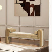 Mason - Arched Arm Bench With Bolster Pillows - Camel Brown Beige - R&R Furniture Gallery (Fountain Valley, CA)