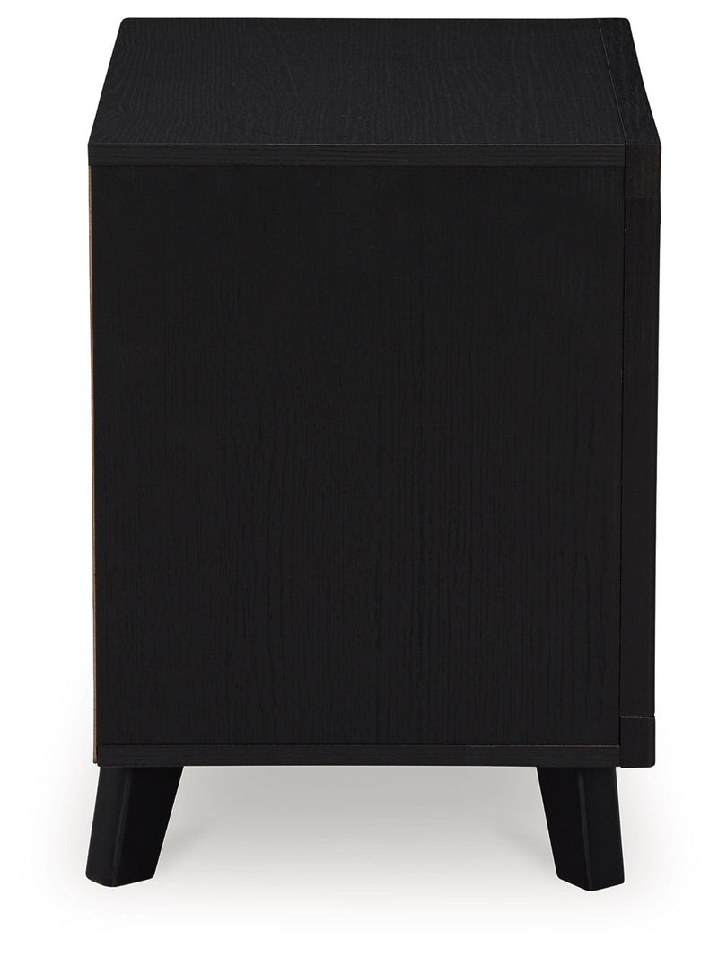 Danziar - Two Drawer Night Stand - Black - R&R Furniture Gallery (Fountain Valley, CA)