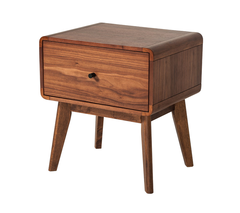 Carmen + Marshall Mid-Century Modern Walnut Bed + Nightstands Set — view 3